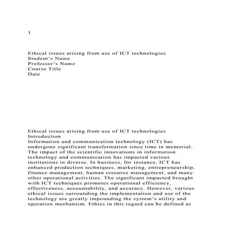 1Ethical issues arising from use of ICT technologiesStud.docx