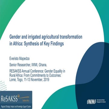 Gender and irrigated agricultural transformation in Africa : Synthesis of Key...