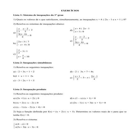 1 exercícios 1º ano