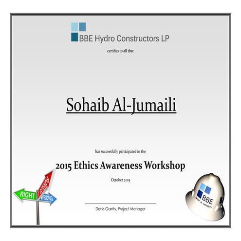 BBE Ethics Certificate_Sohaib Al-Jumaili