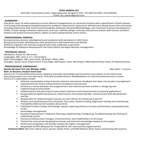 Syed Ali - US Educated &  6 yrs Experienced BA