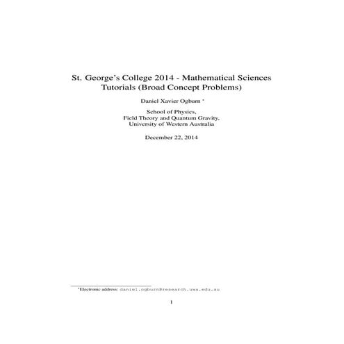 SGC 2014 - Mathematical Sciences Tutorials