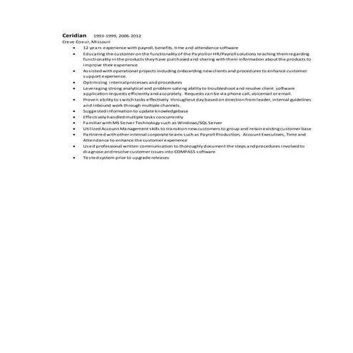 Ceridian    experience