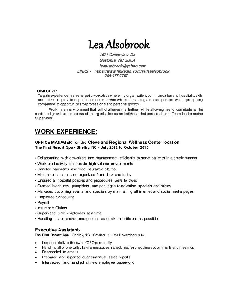 Lea-Alsobrook indeed resume updated