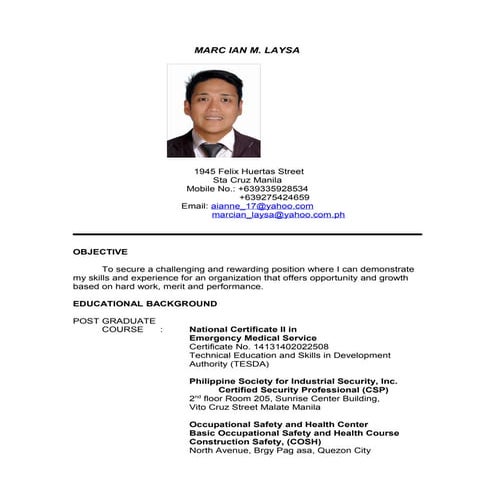Marc Laysa RESUME
