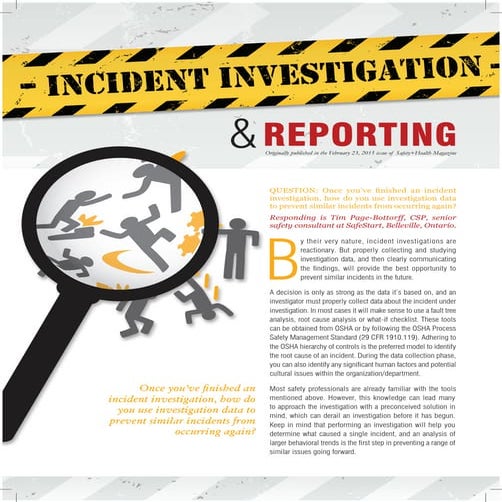 Incident investigation and reporting