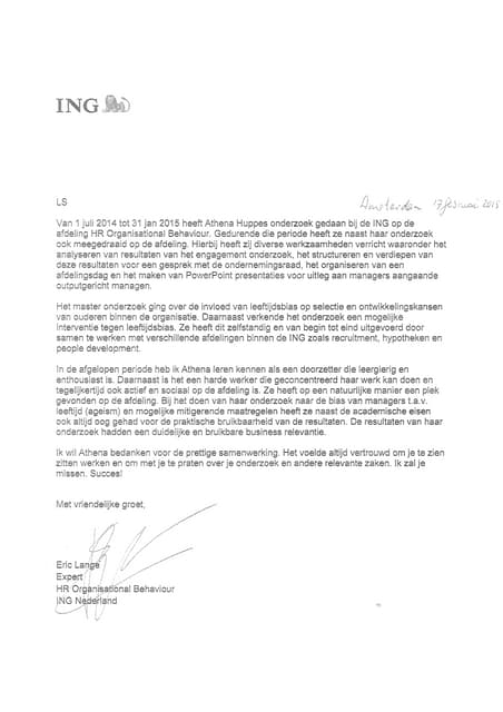 Referentiebrief door Inge Abraham