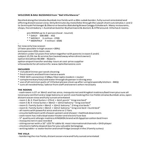 description for rooms rental | DOCX