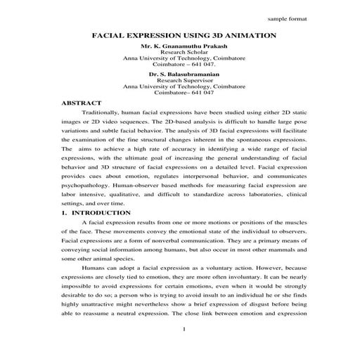 Facial expression using 3 d animation | PDF