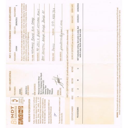 UT - PCN Certificate Mohamad Junid Bin Omar | PDF