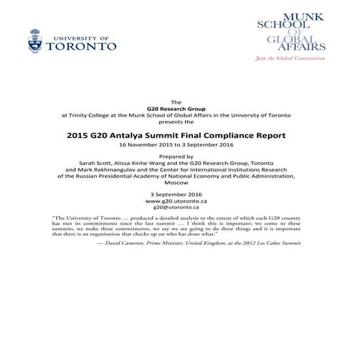 2015 Antalya G20 Summit Final Compliance Report