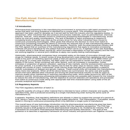 The Path Ahead_ Continuous Processing in API Pharmaceutical Manufacturing