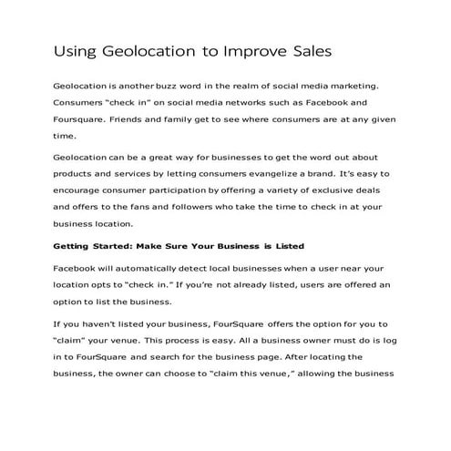 Using Geolocation to Improve Sales
