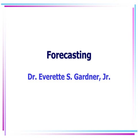 Forecasting Ppt Lecture note: Forecasting involves making predictions about t...