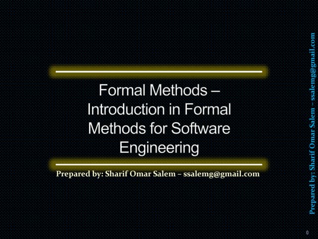 #1 formal methods – introduction for software engineering