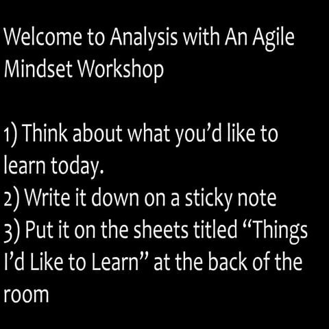 Analysis With an Agile Mindset Workshop