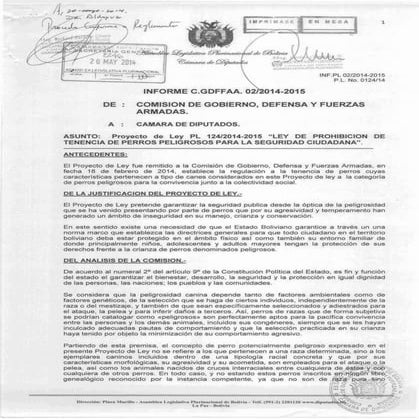 Proyecto de Ley de  Prohibicion de perros peligrosos