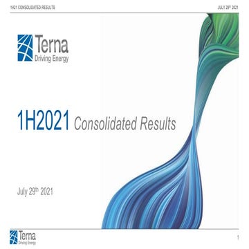 Terna - 1H 2021 Consolidated Results Presentation