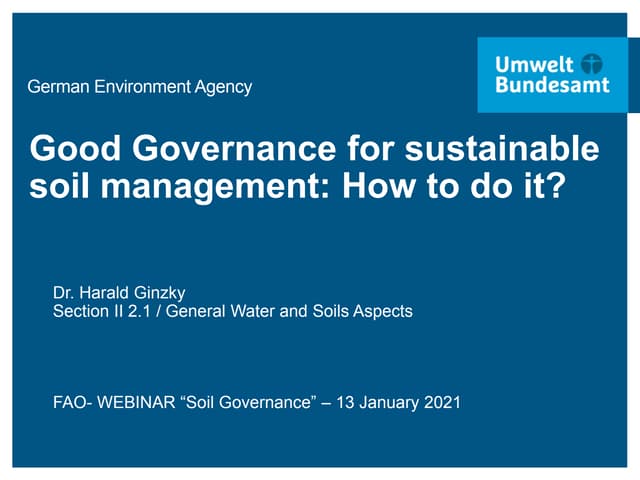 Good Governance for sustainable soil management: How to do it? 