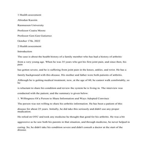 1Health assessmentAbiodun KassimRasmussen UniversityProfessor Ceaira M.docx