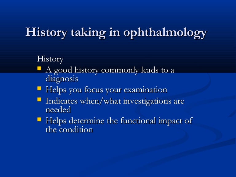 History taking in ophthalmology