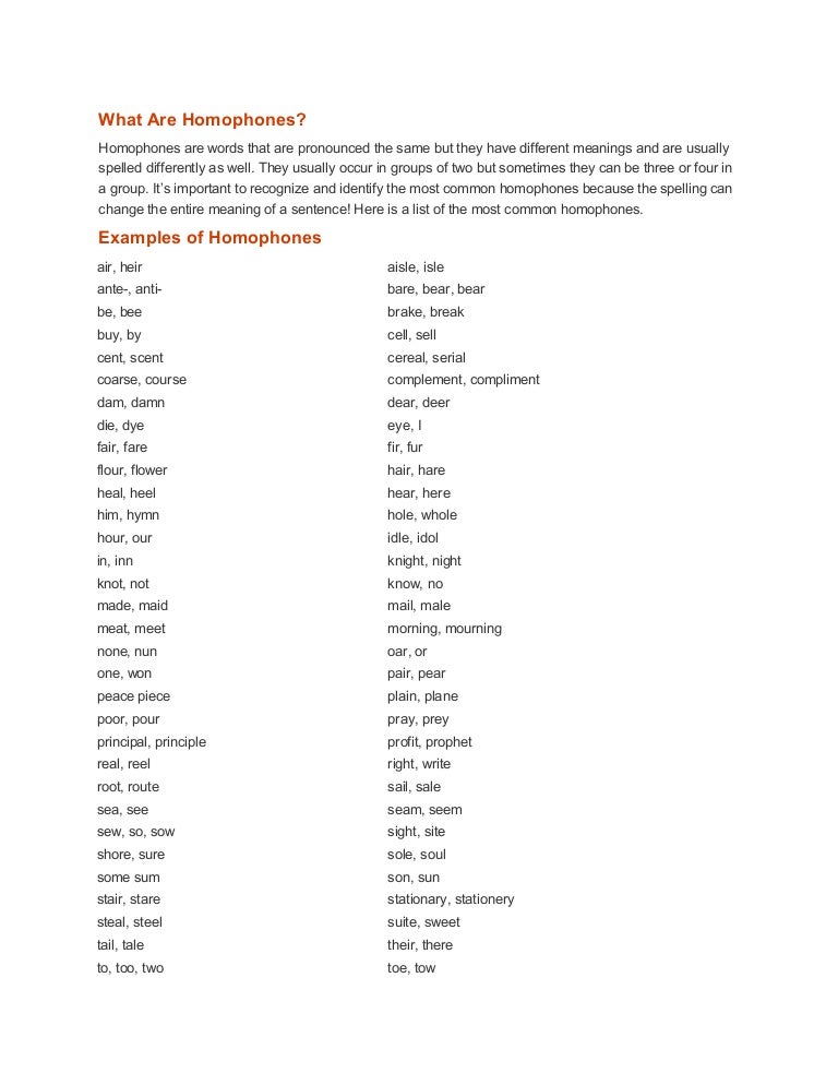 1 Homophones