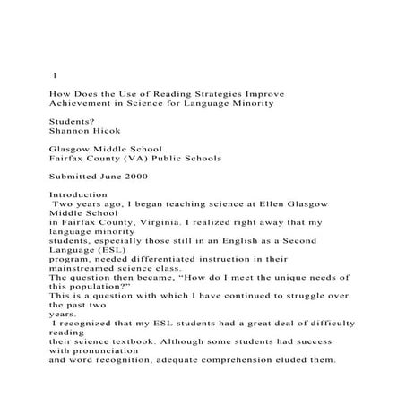 The Use of Cognitive Reading Strategies to Enhance EFL Students ...