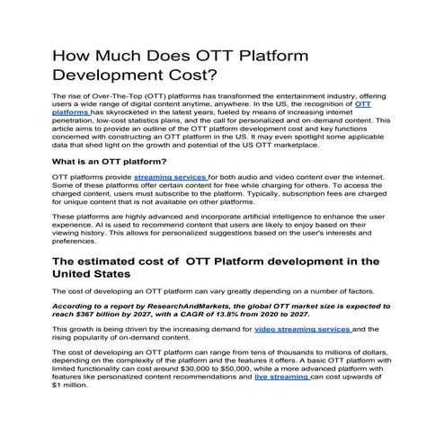 How Much Does OTT Platform Development Cost
