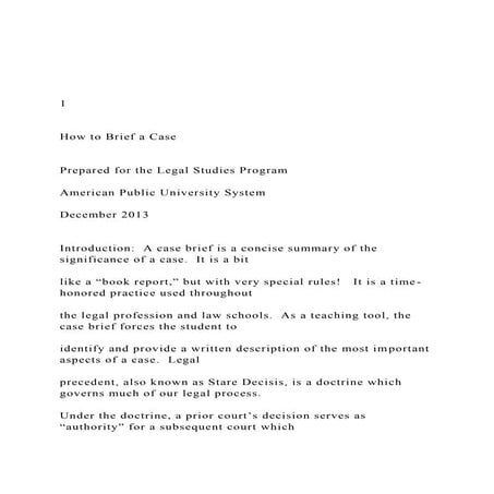 1 How to Brief a Case Prepared for the Legal S.docx
