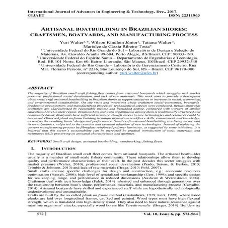 ARTISANAL BOATBUILDING IN BRAZILIAN SHORES: CRAFTSMEN, BOATYARDS, AND MANUFAC...