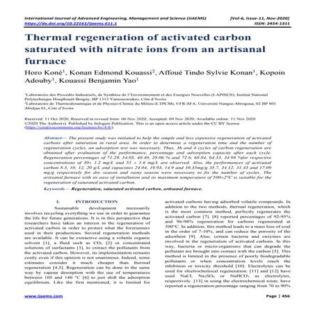 Thermal regeneration of activated carbon saturated with nitrate ions from an ...