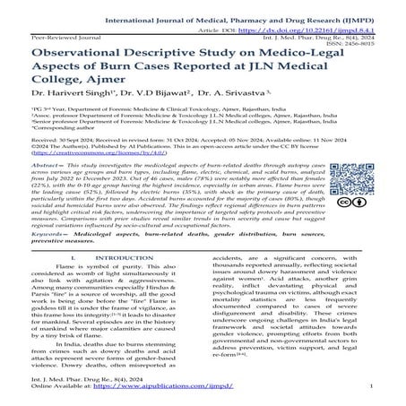 Observational Descriptive Study on Medico-Legal Aspects of Burn Cases Reporte...