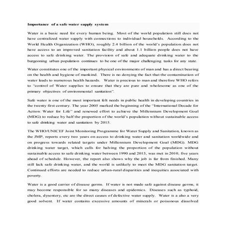 1 importance of safe water supply system