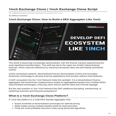 1inch Exchange Clone Script Development | Suffescom Solutions | PDF