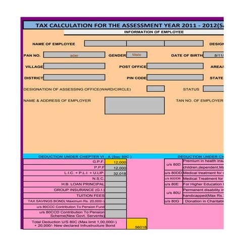 Income tax return preparation for school teacher(w.b. govt.employees) fy 10 11