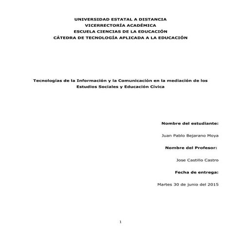 1° informe de lectura: un alto en el camino