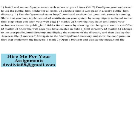 1) Install and run an Apache secure web server on your Linux OS. 2) .pdf