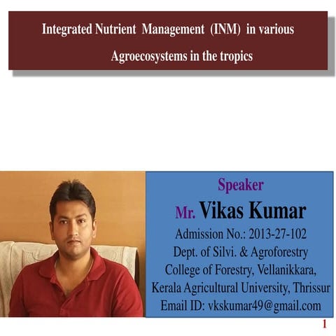 1 integrated nutrient management in various agroecosystems in tropics
