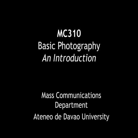 Session 1 Introduction (Basic Photography)