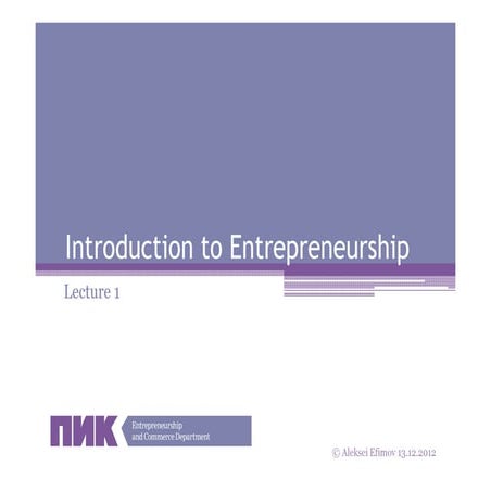 1 introduction to entrepreneurship