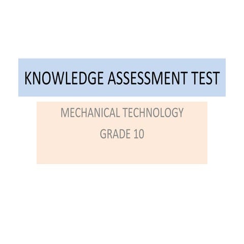 Mechanical Technology Grade 12 Chapter 1 Intro Test