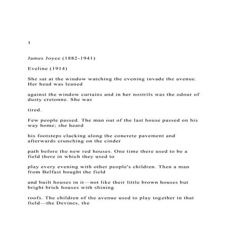 1 James Joyce (1882-1941) Eveline (1914) She sat.docx