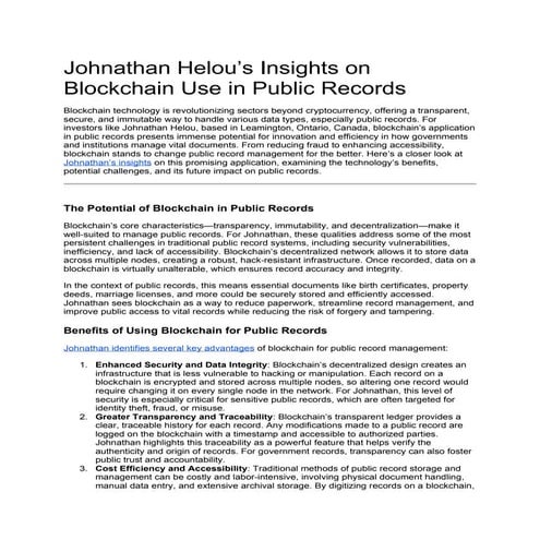 Johnathan Helou’s Insights on Blockchain Use in Public Records.docx