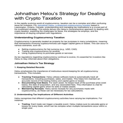 Johnathan Helou’s Strategy for Dealing with Crypto Taxation.docx