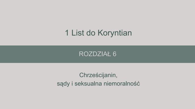 1 List do Koryntian Rozdział 6 | PPT
