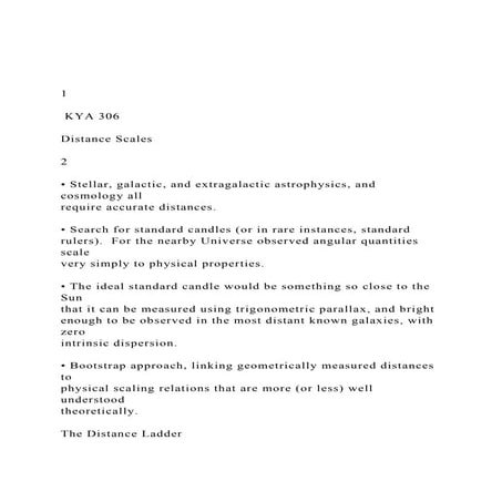 1 KYA 306Distance Scales2• Stellar, galactic, .docx