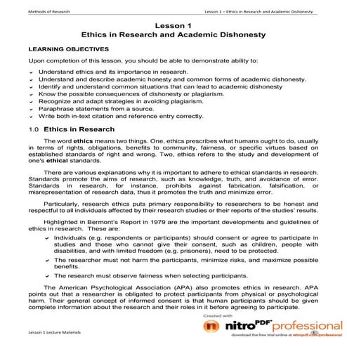 Understand ethics and its importance in research