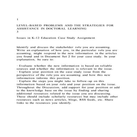 1LEVEL-BASED PROBLEMS AND THE STRATEGIES FOR ASSISTANCE IN DOC