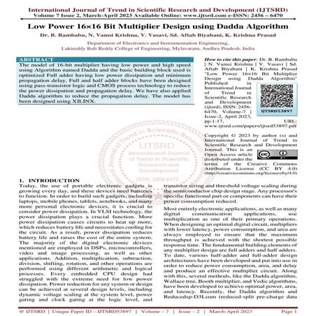 Low Power 16×16 Bit Multiplier Design using Dadda Algorithm