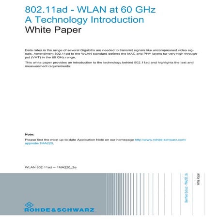 WLAN at 60GHz -Whitepaper from R&S-1 ma220 2e_wlan_11ad_wp